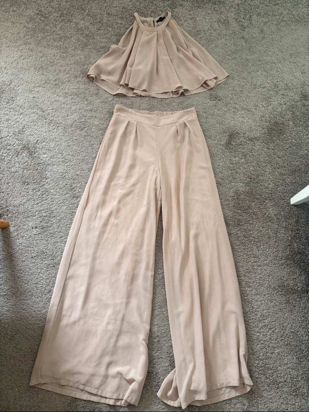 Miss Avenue High-Waist Wide Leg Pants in Soft Blush